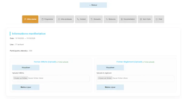 interface organisateur